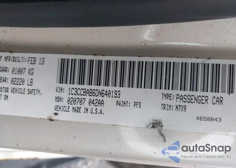 2013 Chrysler 200 Lx из США, поврежденный, VIN 1C3CCBAB6DN640193